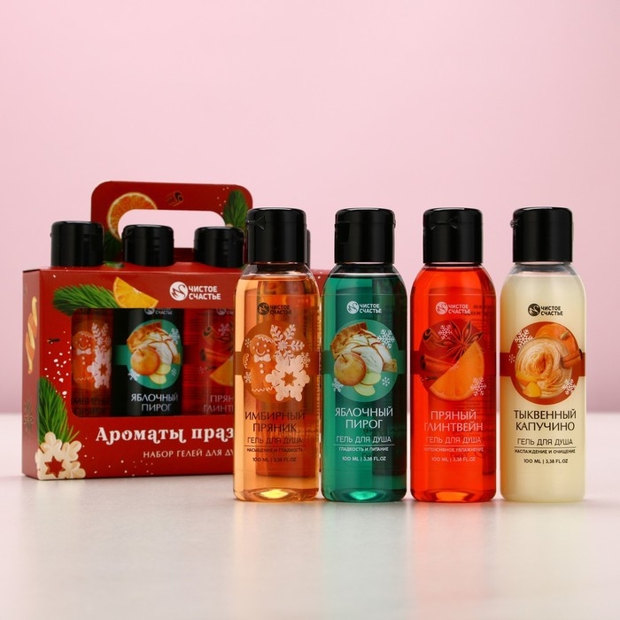 Подарочный набор косметики &laquo;Тепла и уюта&raquo;, гель для душа, 4 х 100 мл, Новый Год