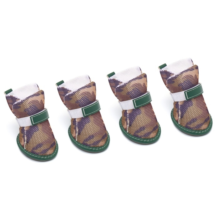 Ботинки для собак Ботинки для собак "Боец", набор 4 шт, размер 1 (подошва 4 х 3,2 см), камуфляж