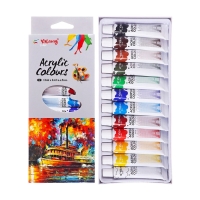 Краски акриловые 12 цветов в металл тубе 12 мл в картонной коробке Краски акриловые 12 цветов в металл тубе 12 мл в картонной коробке