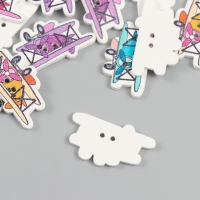 Пуговицы дерево для творчества 2 прокола "Самолет с пропеллером" набор 20 шт 3,2х1,9 см