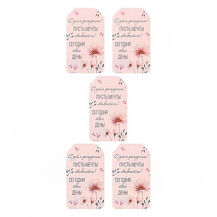 Набор шильдиков "Пожелания на День Рождения!" 4 вида, 20 штук, 5,5 х 8 см