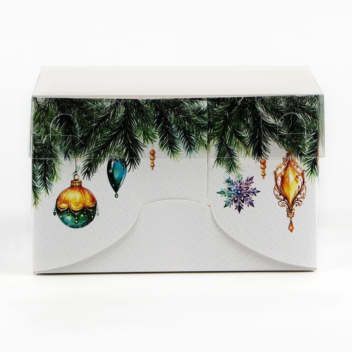 Коробка для капкейка &laquo;Еловые веточки&raquo;, 16 х 16 х 10 см, Новый год