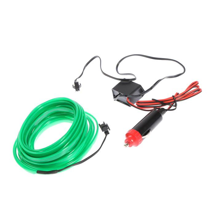 Неоновая нить Cartage для подсветки салона, адаптер питания 12 В, 5 м, зеленый Неоновая нить Cartage для подсветки салона, адаптер питания 12 В, 5 м, зеленый