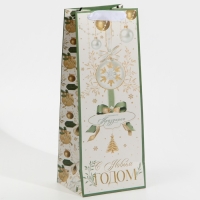 Пакет под бутылку &laquo;Счастливого праздника&raquo;, 13 х 36 х 10 см, Новый год