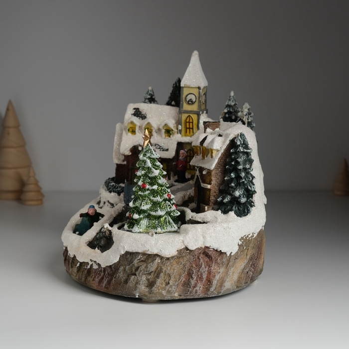 Сувенир пластик световой Сувенир пластик световой "Новогодняя улочка" крутится 20,5х17х20,5 см