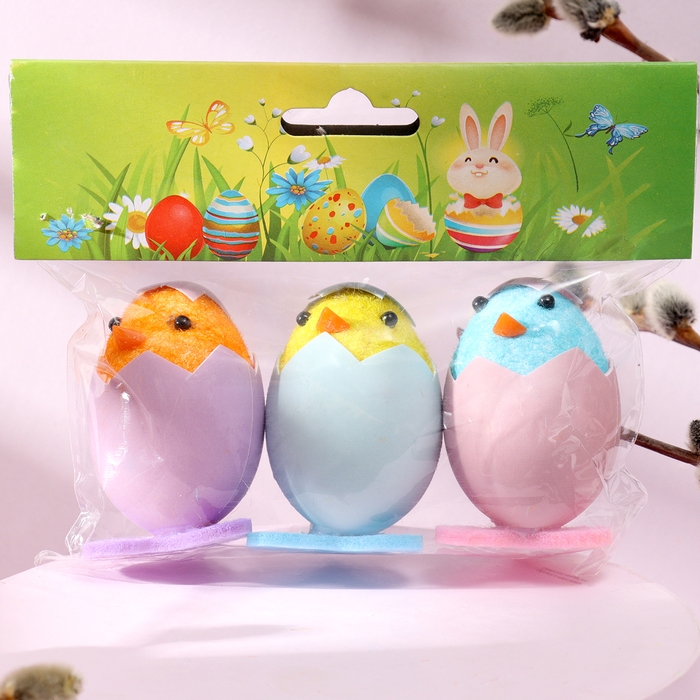 Набор для декора пасхальный &laquo;Цыплята&raquo; 3 шт., 4 &times; 11,5 &times; 6,5 см