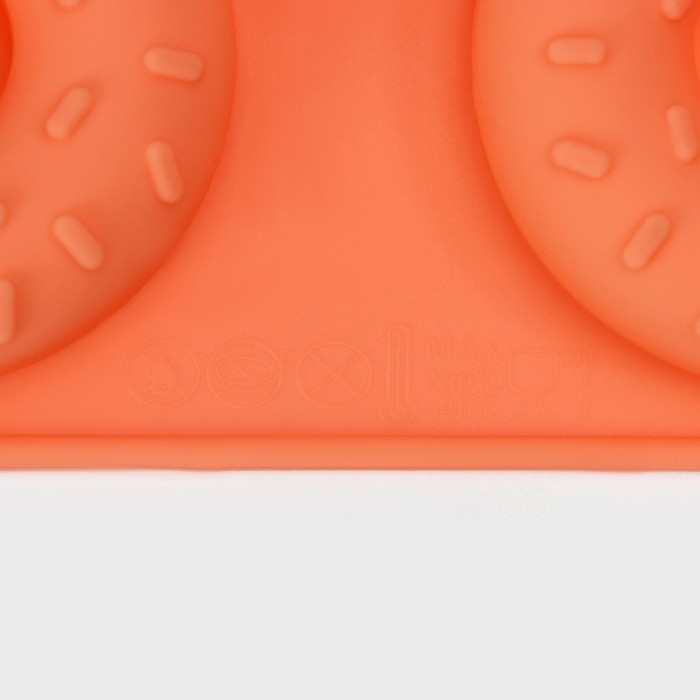 Форма для выпечки Доляна «Сладости.Пончики с кунжутом», силикон, 28,5×17 см, 8 ячеек (d=6,3 см), цвет оранжевый Форма для выпечки Доляна «Сладости.Пончики с кунжутом», силикон, 28,5×17 см, 8 ячеек (d=6,3 см), цвет оранжевый