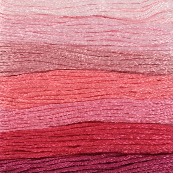 Набор ниток мулине, 8 &plusmn; 1 м, 7 шт, цвет розовый спектр