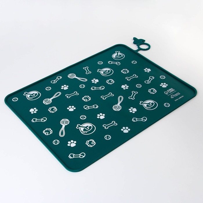 Коврик силиконовый под миску &laquo;Паттерн&raquo;, 30х40 см, зеленый