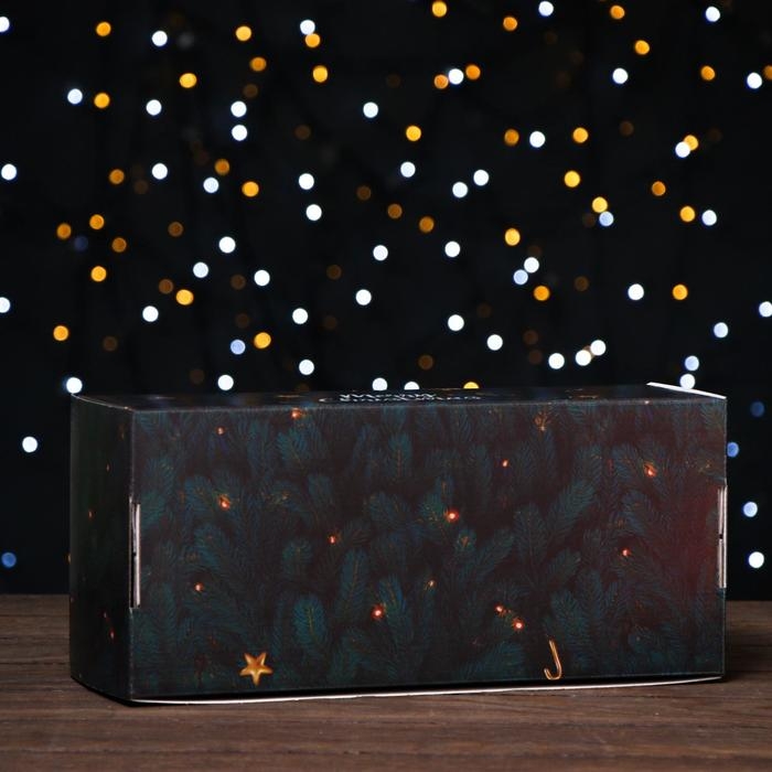 Новый год. Коробка самосборная, с окном, "Счастливого Рождества", 16 х 35 х 12 см.