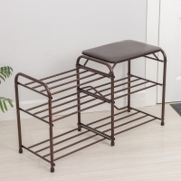 Подставка для обуви с сиденьем «Дубль», 3 полки, цвет медный антик Подставка для обуви с сиденьем «Дубль», 3 полки, цвет медный антик