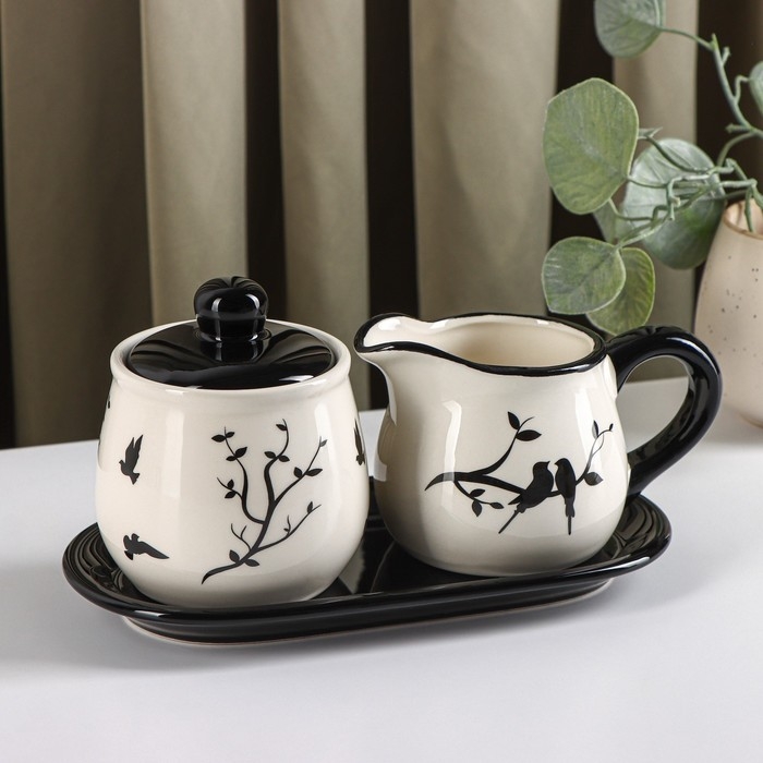 Набор сервировочный Доляна &laquo;Весенний вечер&raquo;, 2 предмета: молочник 270 мл, сахарница 310 мл