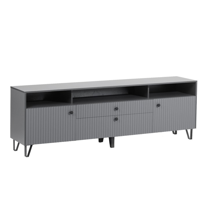 Тумба ТВ Оливия, 2000х426х668, цвет графит / графит софт, МДФ Тумба ТВ Оливия, 2000х426х668, цвет графит / графит софт, МДФ