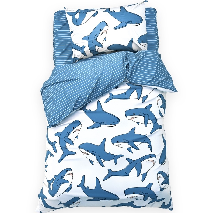 Постельное бельё Этель 1,5 сп Funny shark 143х215 см, 150х214 см, 50х70 см -1 шт, 100% хл, бязь Постельное бельё Этель 1,5 сп Funny shark 143х215 см, 150х214 см, 50х70 см -1 шт, 100% хл, бязь
