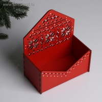 Кашпо деревянное, 16.5&times;9.3&times;19.5 см "Новогоднее. Конверт Норвежский", красный