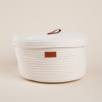 Корзина для хранения SL Home &laquo;Бэлл&raquo;, плетёная ручной работы, малая, 25&times;25&times;13,5 см, цвет белый