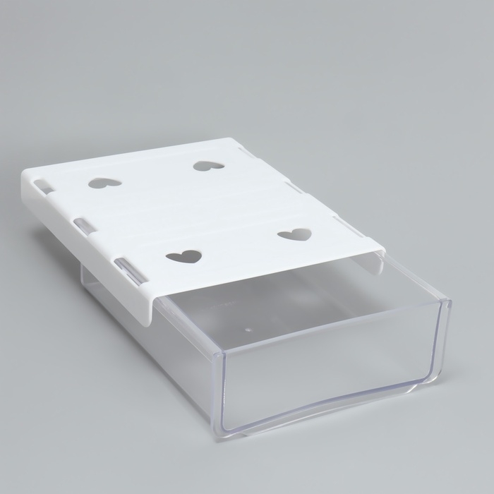 Органайзер для хранения, навесной, 1 секция, с клеевой основой, 20 &times; 17 &times; 6 см, цвет белый/прозрачный