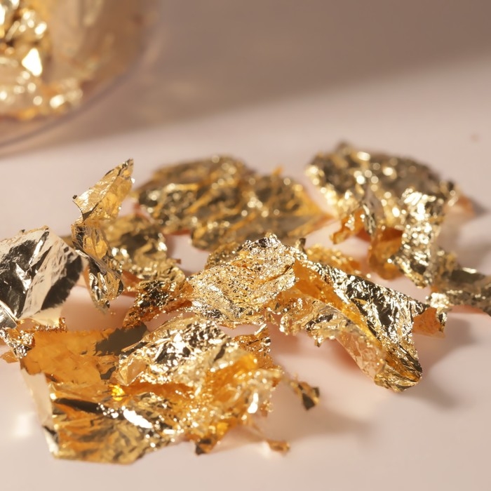 Поталь для декора ногтей, 3 гр, в пластиковой банке, цвет золотистый Поталь для декора ногтей, 3 гр, в пластиковой банке, цвет золотистый