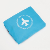 Сумка дорожная на молнии, складная в косметичку, наружный карман, держатель для чемодана, цвет серый/голубой Сумка дорожная на молнии, складная в косметичку, наружный карман, держатель для чемодана, цвет серый/голубой