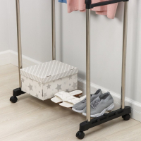 Стойка - вешалка напольная для одежды Доляна, телескопическая, 2 перекладины, подставка для обуви, 80&times;43&times;90(160) см