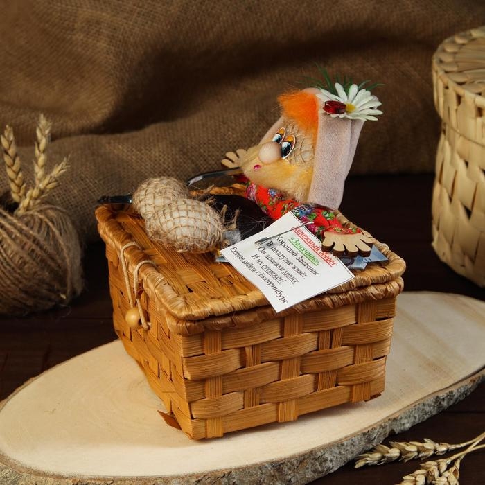 Оберег - шкатулка &laquo;Домовой&raquo;, на сундучке, 10х15х14 см, микс