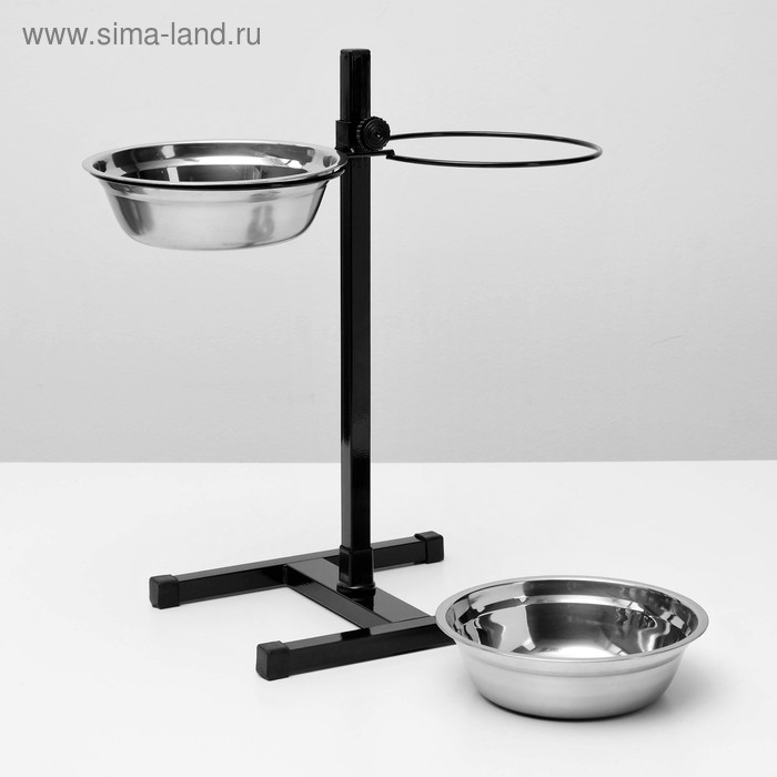 Подставка с мисками, 2 х 1,5 л, высота 50 см, разборная, чёрная Подставка с мисками, 2 х 1,5 л, высота 50 см, разборная, чёрная
