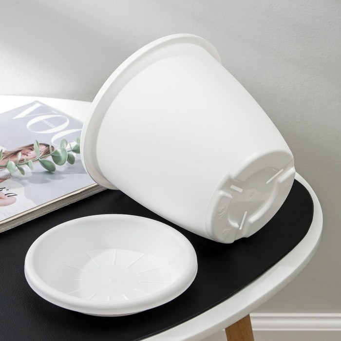 Горшок для цветов с поддоном &laquo;Афина&raquo;, 3 л, пластиковый, цвет белый