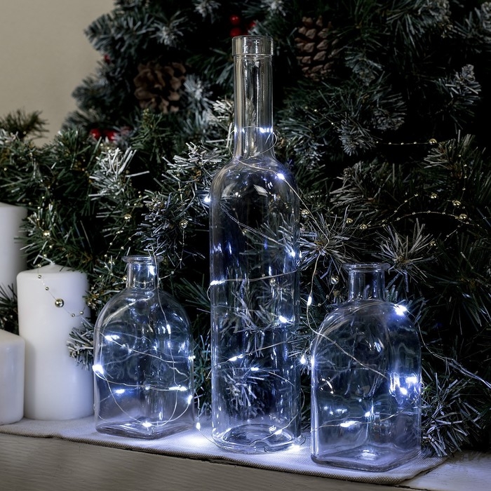 Гирлянда «Нить» 5 м роса, IP20, серебристая нить, 50 LED, батарейки CR2032х2 (в комплекте), свечение белое Гирлянда «Нить» 5 м роса, IP20, серебристая нить, 50 LED, батарейки CR2032х2 (в комплекте), свечение белое