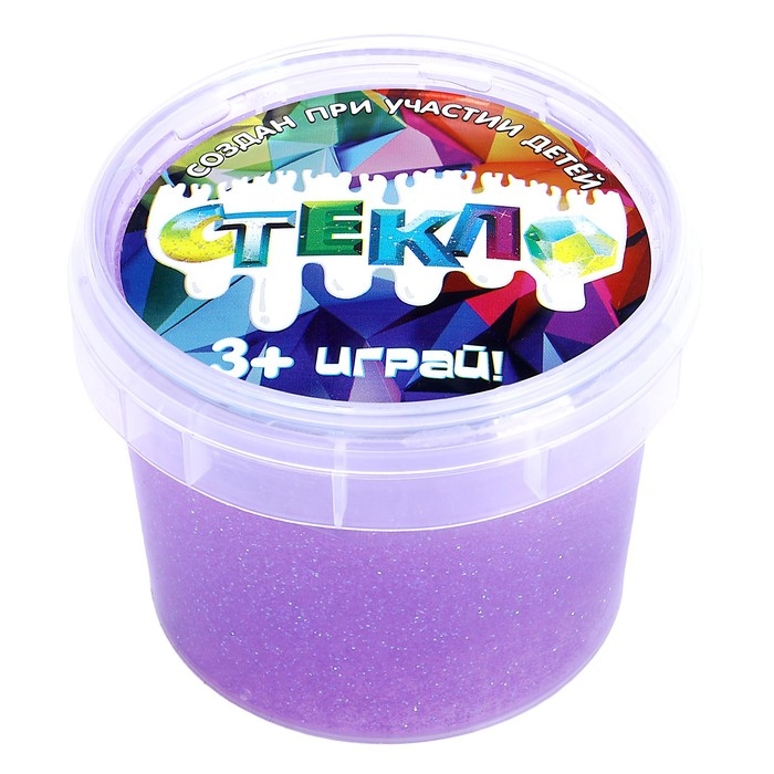 Слайм &laquo;Стекло&raquo;с фиолетовыми блёстками, 100 г в банке