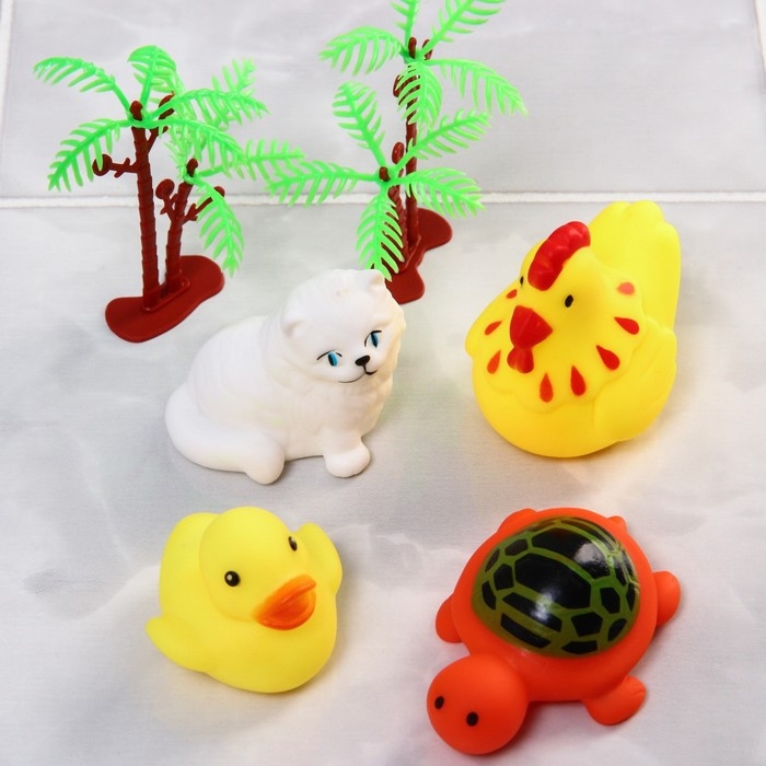 Набор резиновых игрушек для ванны «На острове», с пищалкой, 8 шт, Крошка Я Набор резиновых игрушек для ванны «На острове», с пищалкой, 8 шт, Крошка Я