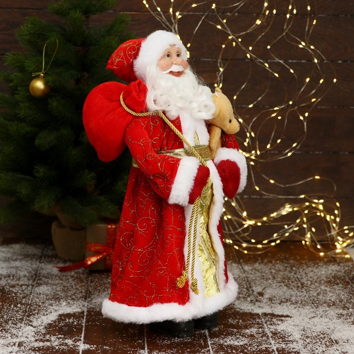 Дед Мороз Дед Мороз "В красной подпоясанной шубе, с подарками" 45х23 см