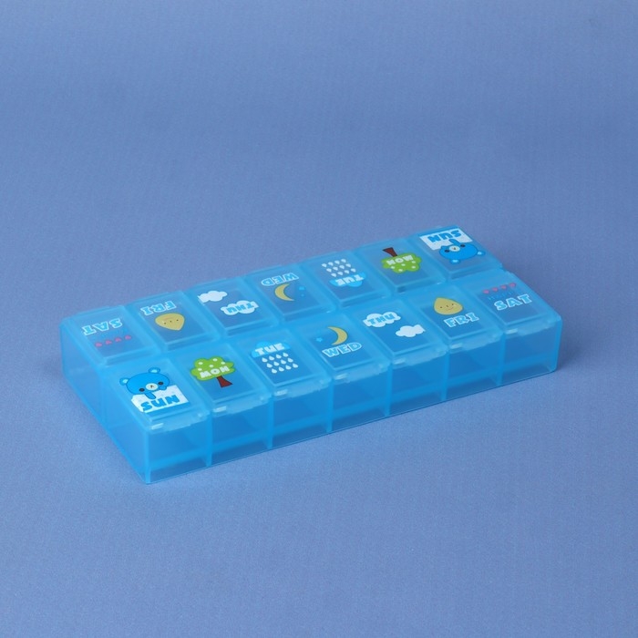 Таблетница &laquo;Картинки&raquo;, 13 &times; 6 &times; 2 см, 14 секций, цвет МИКС