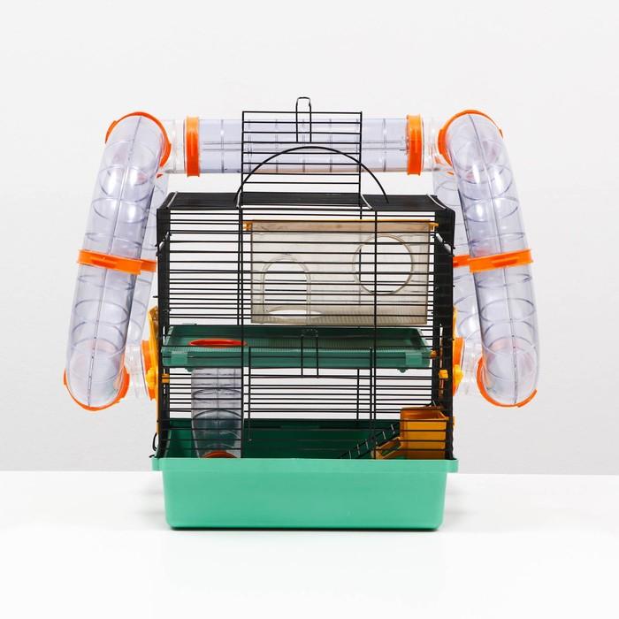 Клетка для грызунов Мини, двухъярусная, с полкой, домом и микс лабиринтов Клетка для грызунов Мини, двухъярусная, с полкой, домом и микс лабиринтов