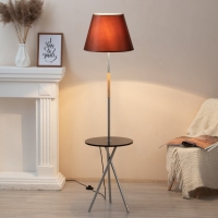 Торшер "Патрисиа" 1х15Вт Е27 со столиком хром/коричневый 40х40х157см Торшер "Патрисиа" 1х15Вт Е27 со столиком хром/коричневый 40х40х157см