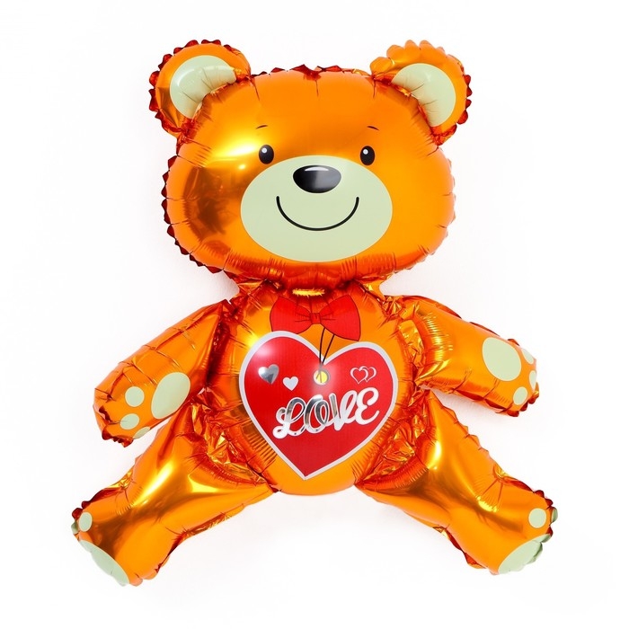 Шар фольгированный 24 Шар фольгированный 24" «Мишка с сердцем», фигура, под воздух