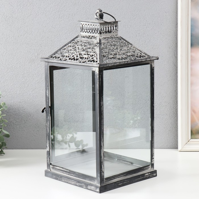 Подсвечник металл фонарь "Кружевные узоры" набор 2 шт 14х14х27 см, 20х20х40 см