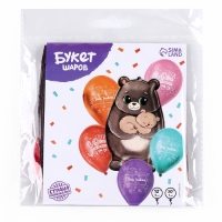 Набор воздушных шаров &laquo;С днём рождения, милый мишка&raquo;, латекс, фольга, 6 шт.