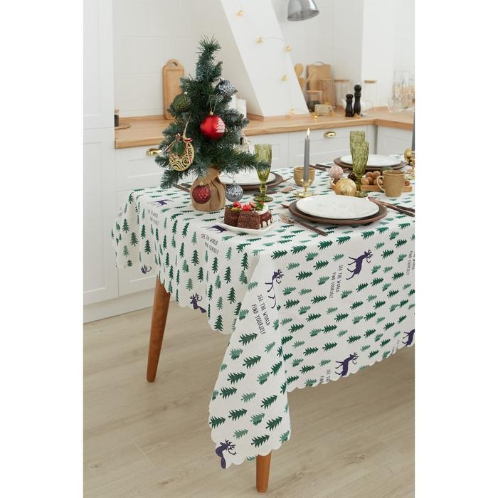Скатерть Доляна "Елочки" 145х200&plusmn;3см,100%пэ, рогожка 130 гр/м