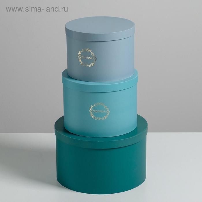 Набор шляпных коробок для цветов 3 в 1, упаковка подарочная, &laquo;Бирюза&raquo;, 18 х 13 см - 25 х 15 см