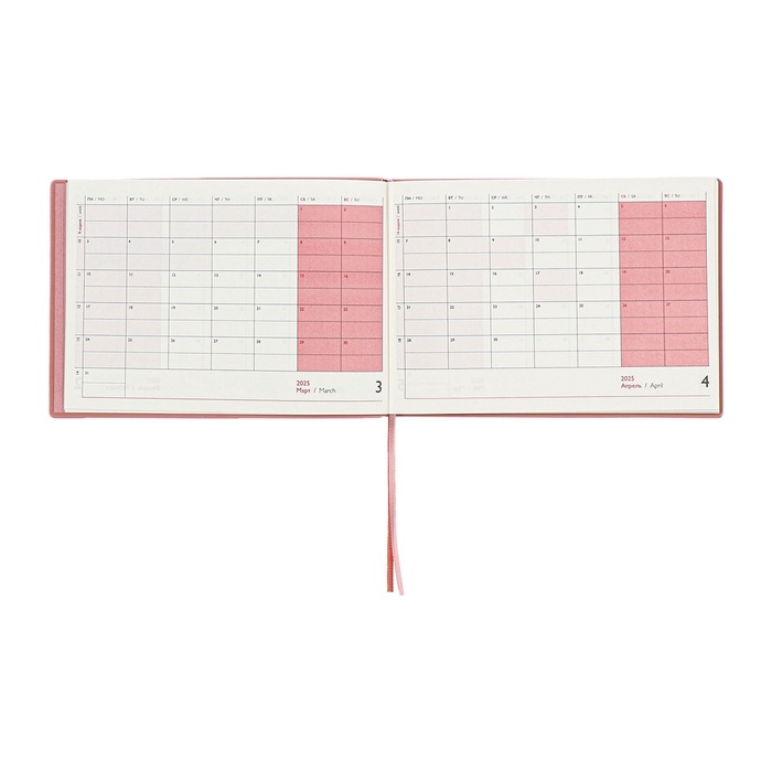 Еженедельник датированный 2025 года, 181х127 мм, 64 листа ESCALADA, мягкая обложка из искусственной кожи, блинтовое тиснение, кремовый блок 70 г/м&sup2;, розовый