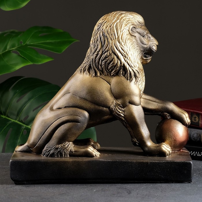 Копилка Копилка "Лев с шаром" черно-золотой, 32х15х35см