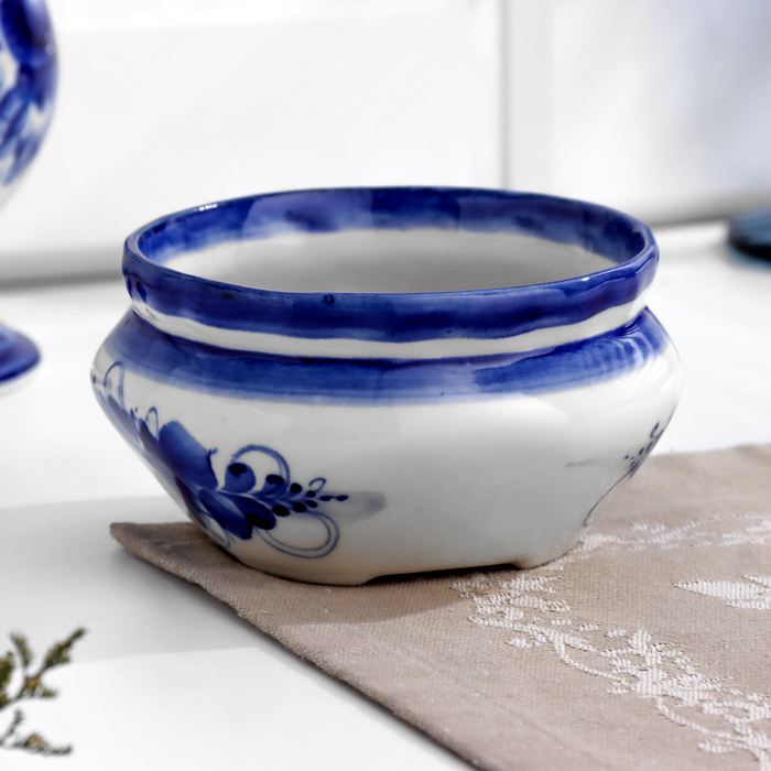 Миска-бульонница, гжель, фарфор, автор Окулова, 6х11 см