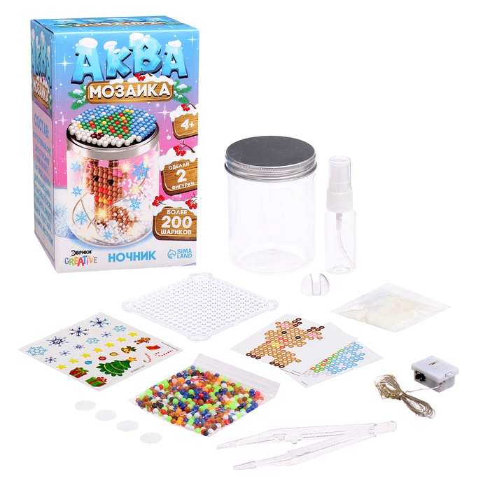 Аквамозаика &laquo;Снежная баночка. Оленёнок&raquo;, ночник, более 200 шариков