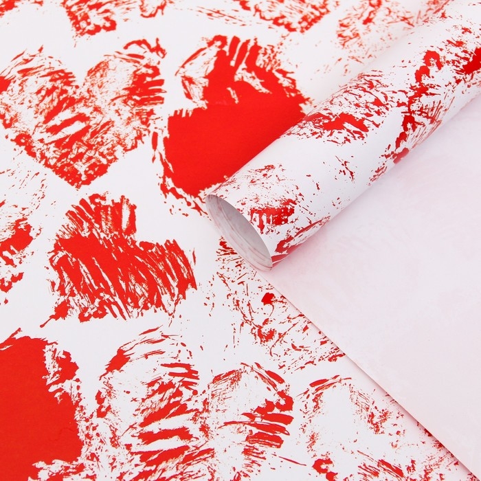 Бумага упаковочная глянцевая Бумага упаковочная глянцевая "Сердечки" , 100 х 70 см, 1 шт.