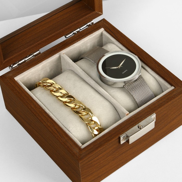 Подставка для часов, браслетов, дерево, 2 места 11,8&times;11,8&times;7,5 см, цвет серый