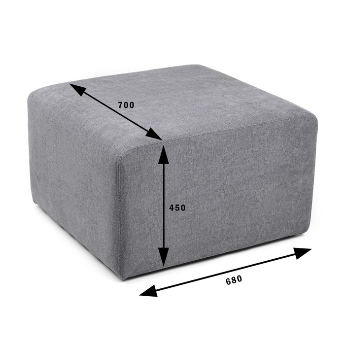 Пуф "Варшава" велюр Happy 996 серый 70х68х45