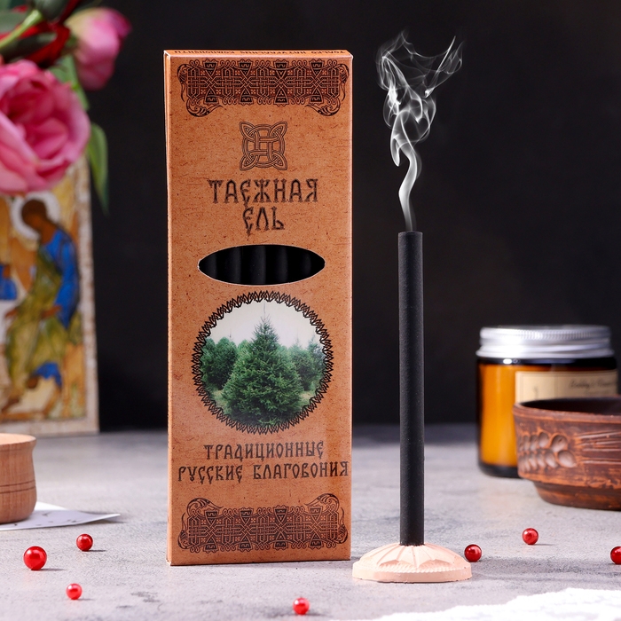 Набор традиционных русских благовоний Набор традиционных русских благовоний "Таёжная ель", 7шт + подставка