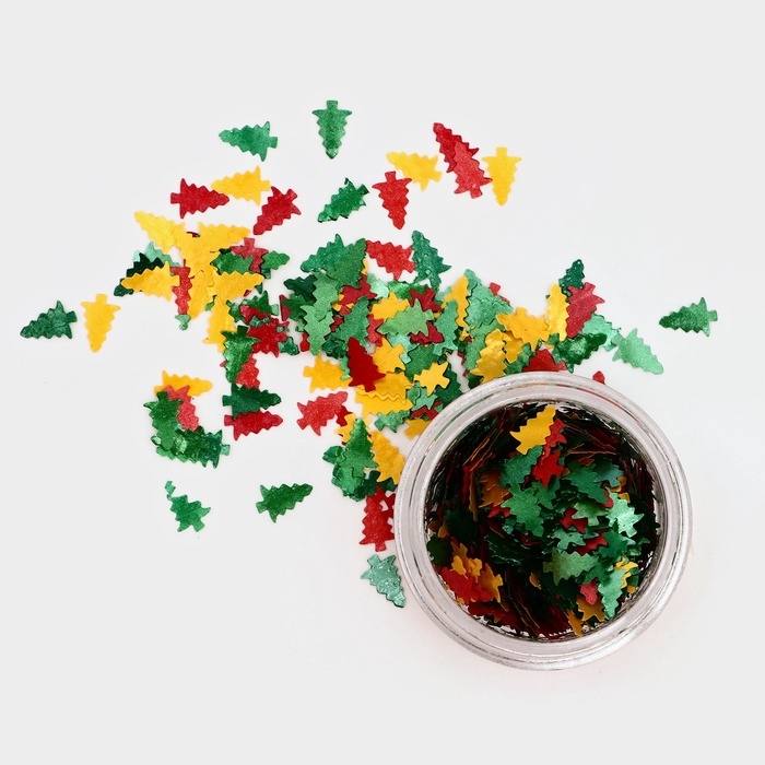 Глиттер пищевой фигурный елки микс