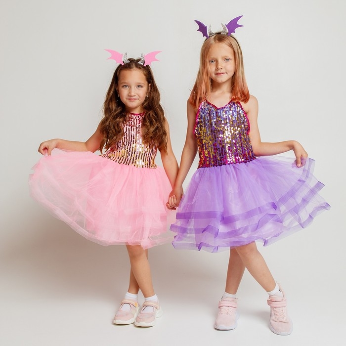 Карнавальный набор &laquo;Дракончик&raquo;: фиолетовое платье, ободок