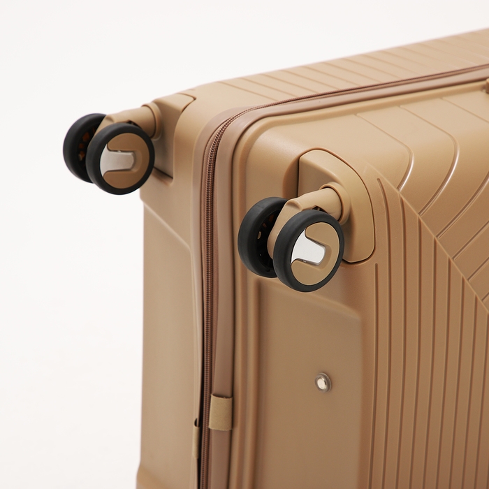 Чемодан большой 100 л (L), отдел на молнии, кодовый замок, 4 колеса, цвет коричневый